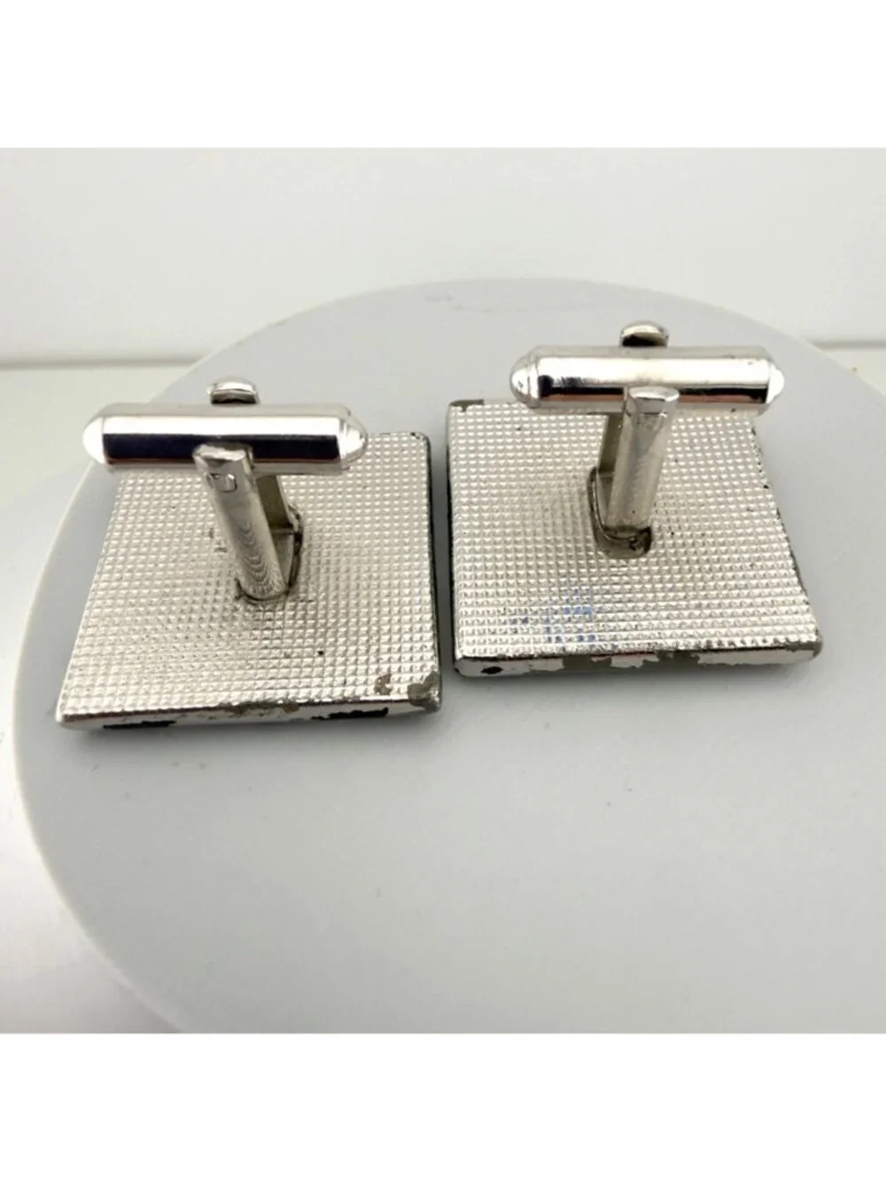 Vintage Silver Tone Lion Cufflinks Set of 2 Square Heraldic